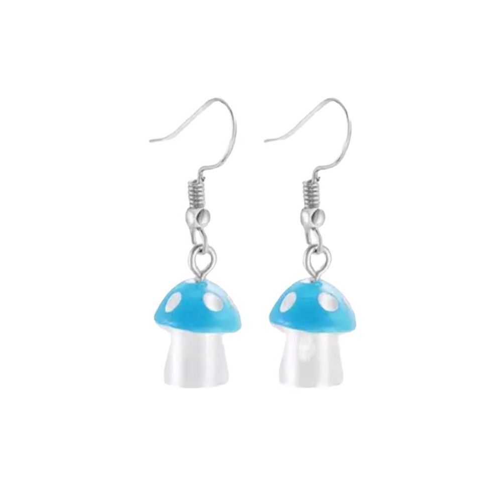 🆕Blue Mushroom Charm Dangle Earrings